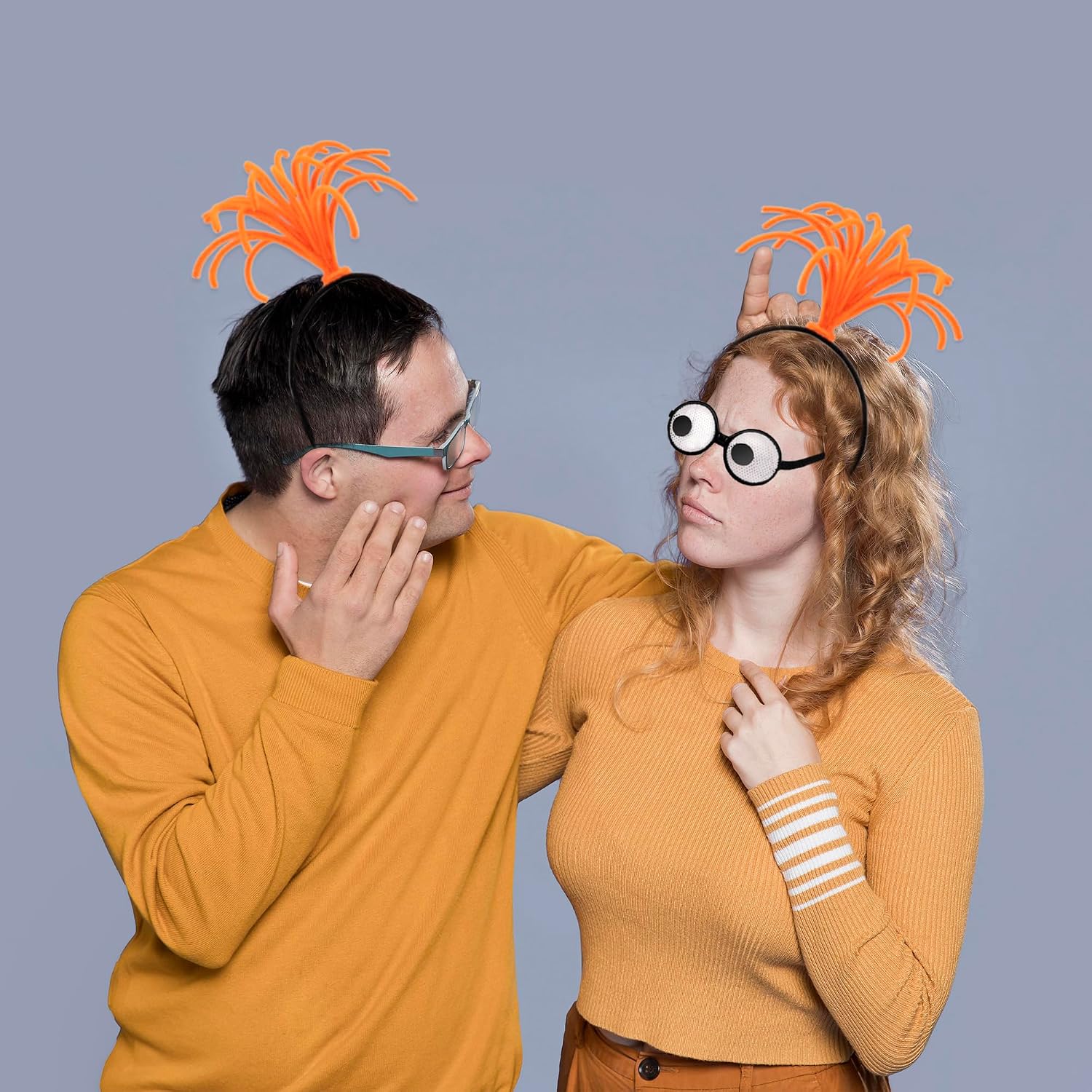 4Pcs Halloween Costume Headband Googly Eyes Glasses Eyebrows Gloves