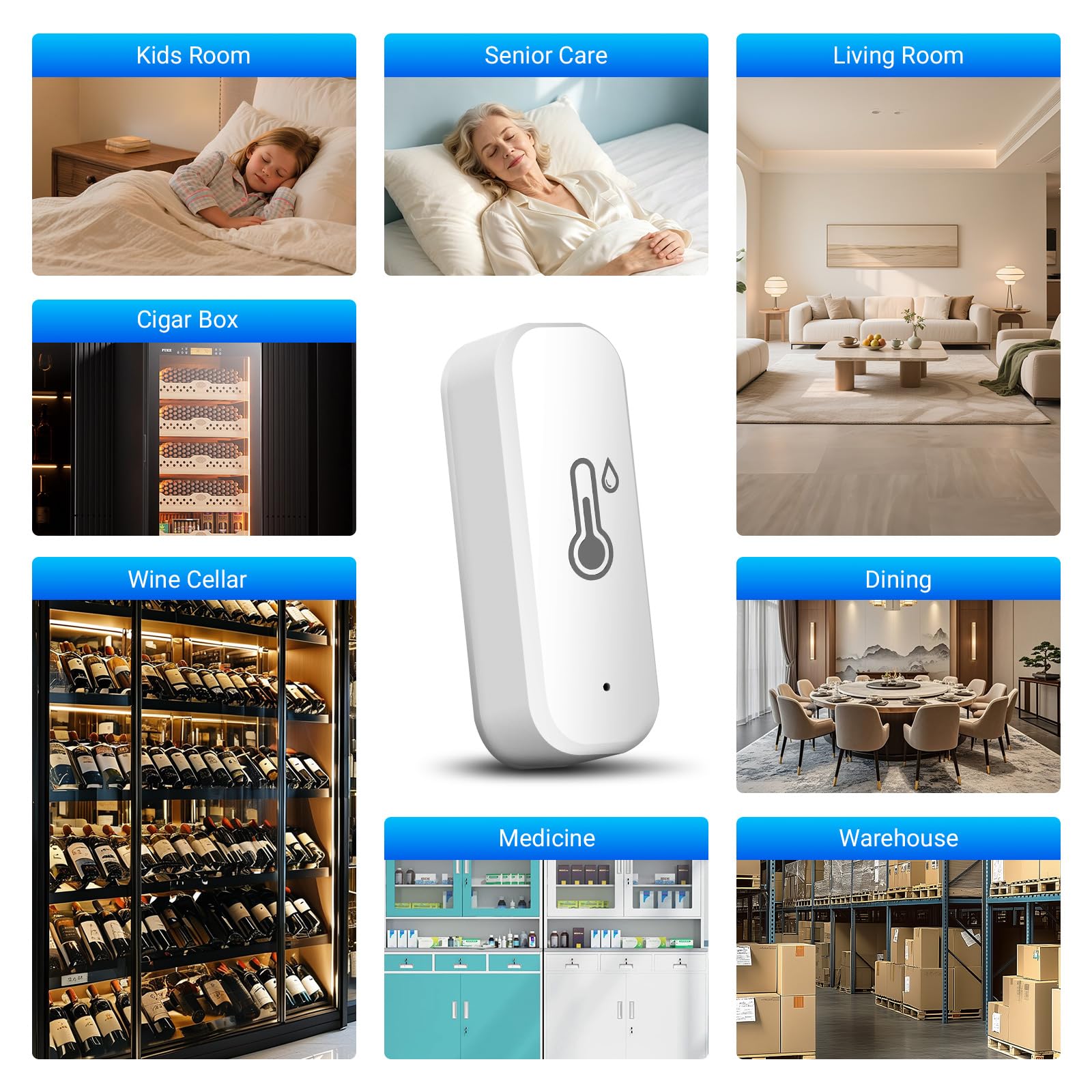 4 termómetros higrómetros wifi, medidor de humedad WiFi con aplicación Tuya/Smart Life, mini termómetro interior para habitación de invernadero, sensor inteligente higrómetro con registro de datos