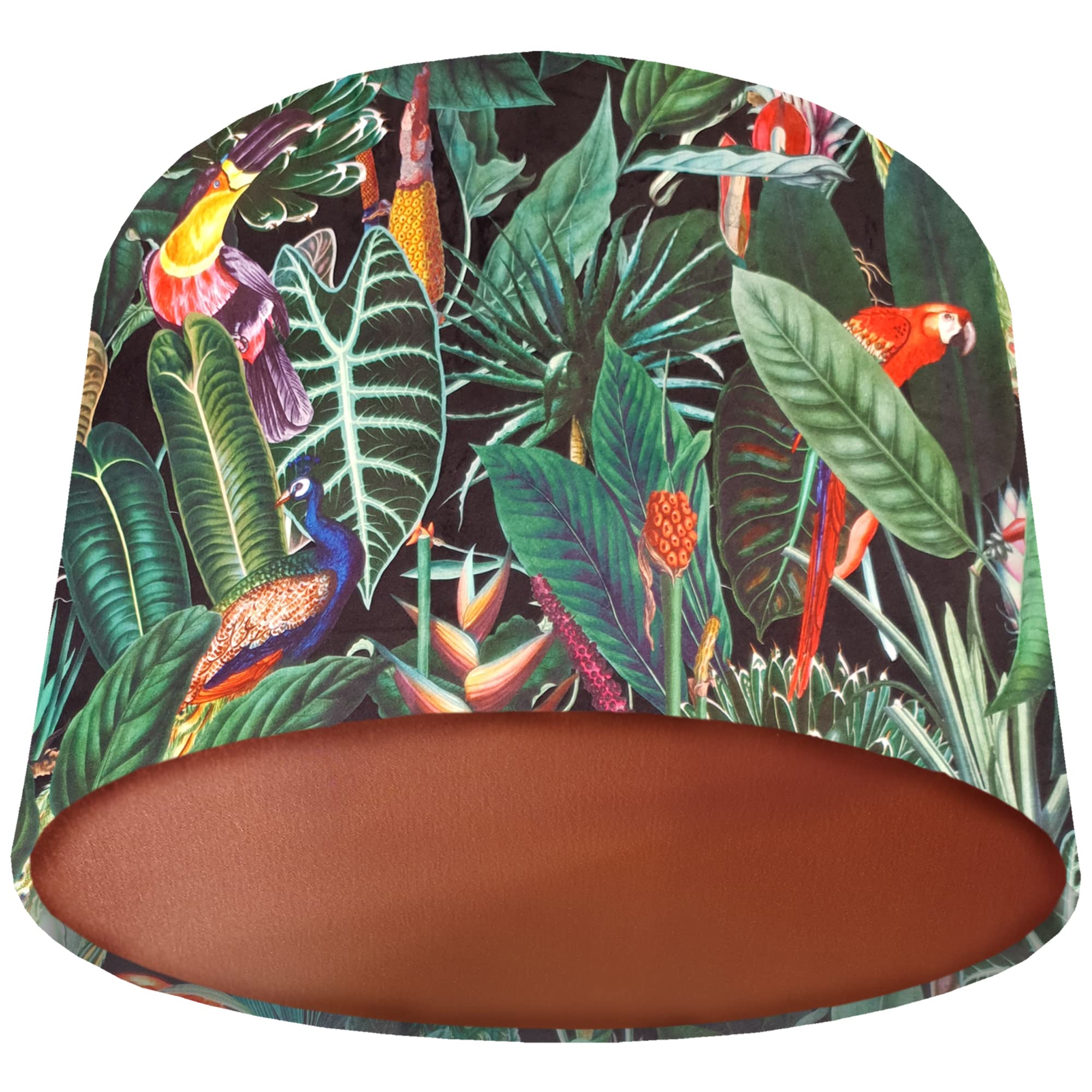 Black Velvet Lamp Shade - Jungle Birds Light Shade - Range Of Colours; Copper, Gold (Copper) โ image 1