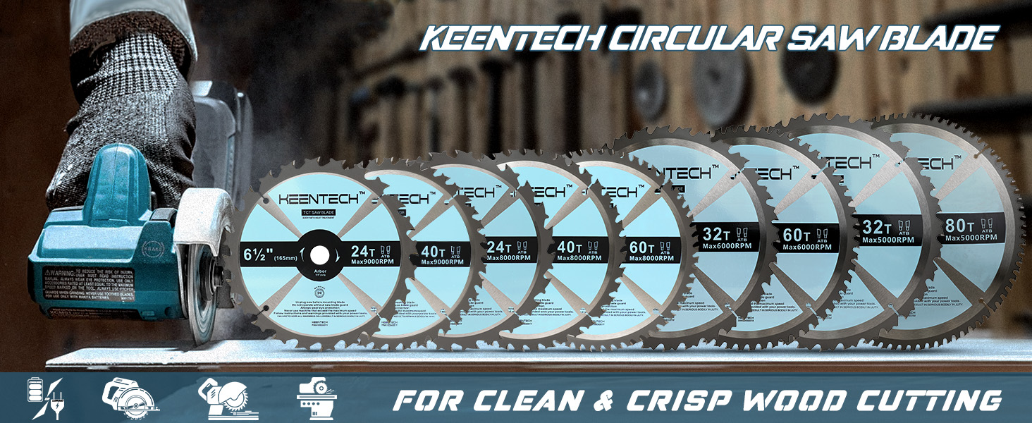KEENTECH 7-1/4 Inch 24 Tooth Framing Circular Saw Blade 10-Pack