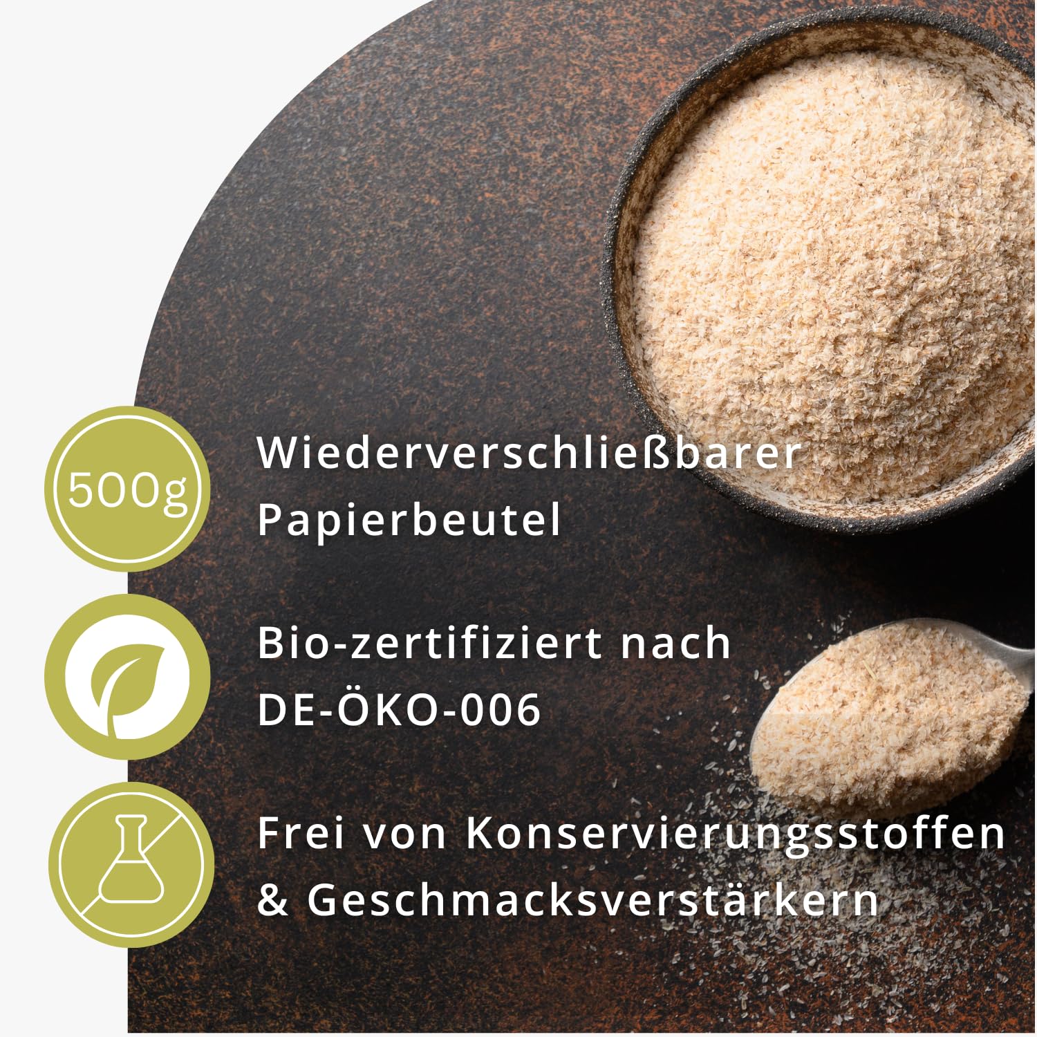 VitaCare, Cáscaras de Psyllium, Ricas en Fibra, Veganas y Sin Gluten, Favorecen la Digestión, Sin Sabor, 500 g