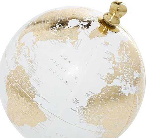 Miniatura 4 de Deco 79 Globo de aluminio con base de mármol, 6 "x 6" x 11", dorado