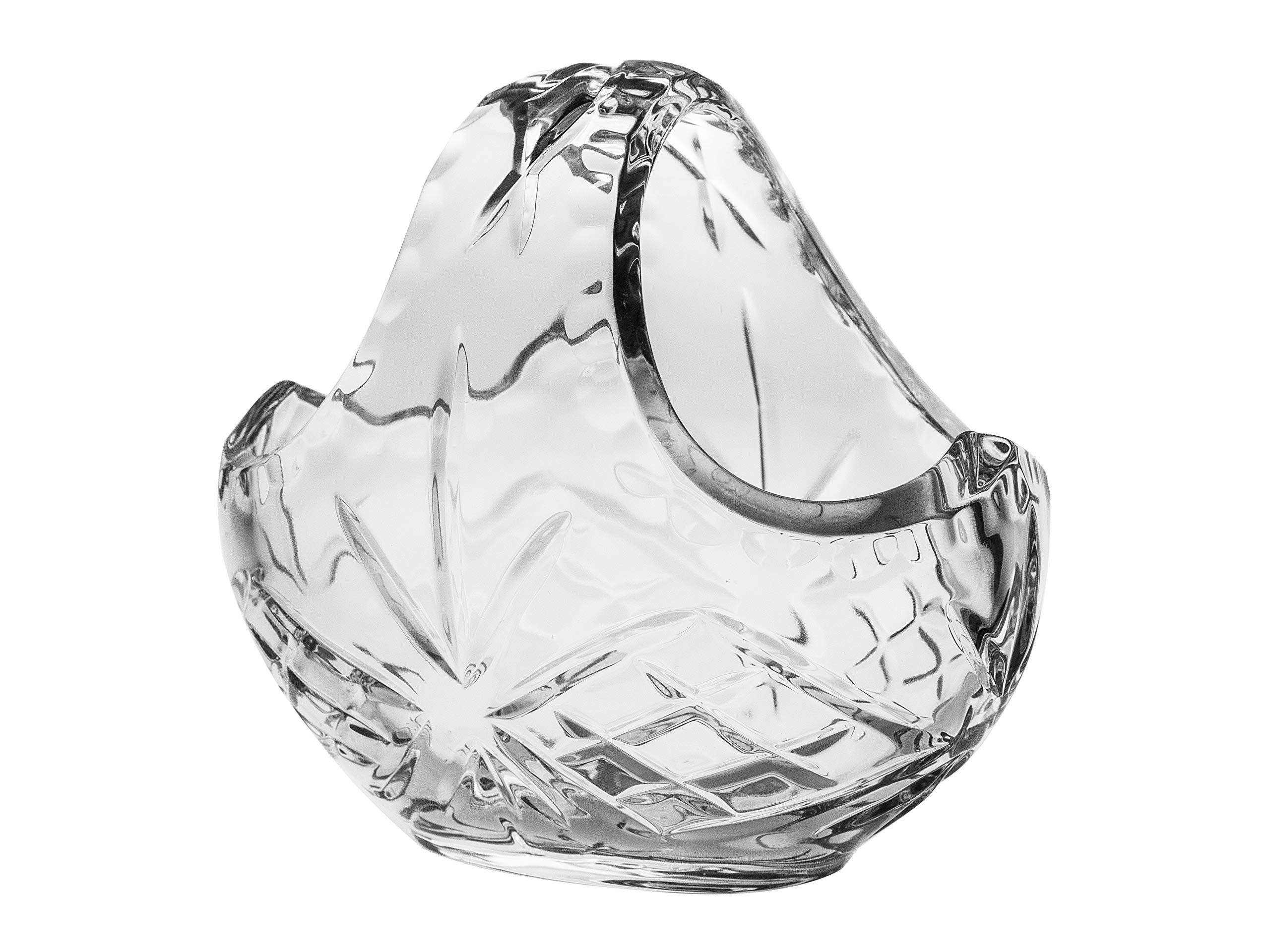 Barski Crystal Basket - Bowl - Hand Cut Crystal - Beautiful Accent Piece - for Nuts - Candies - 6" Long - Made in Europe