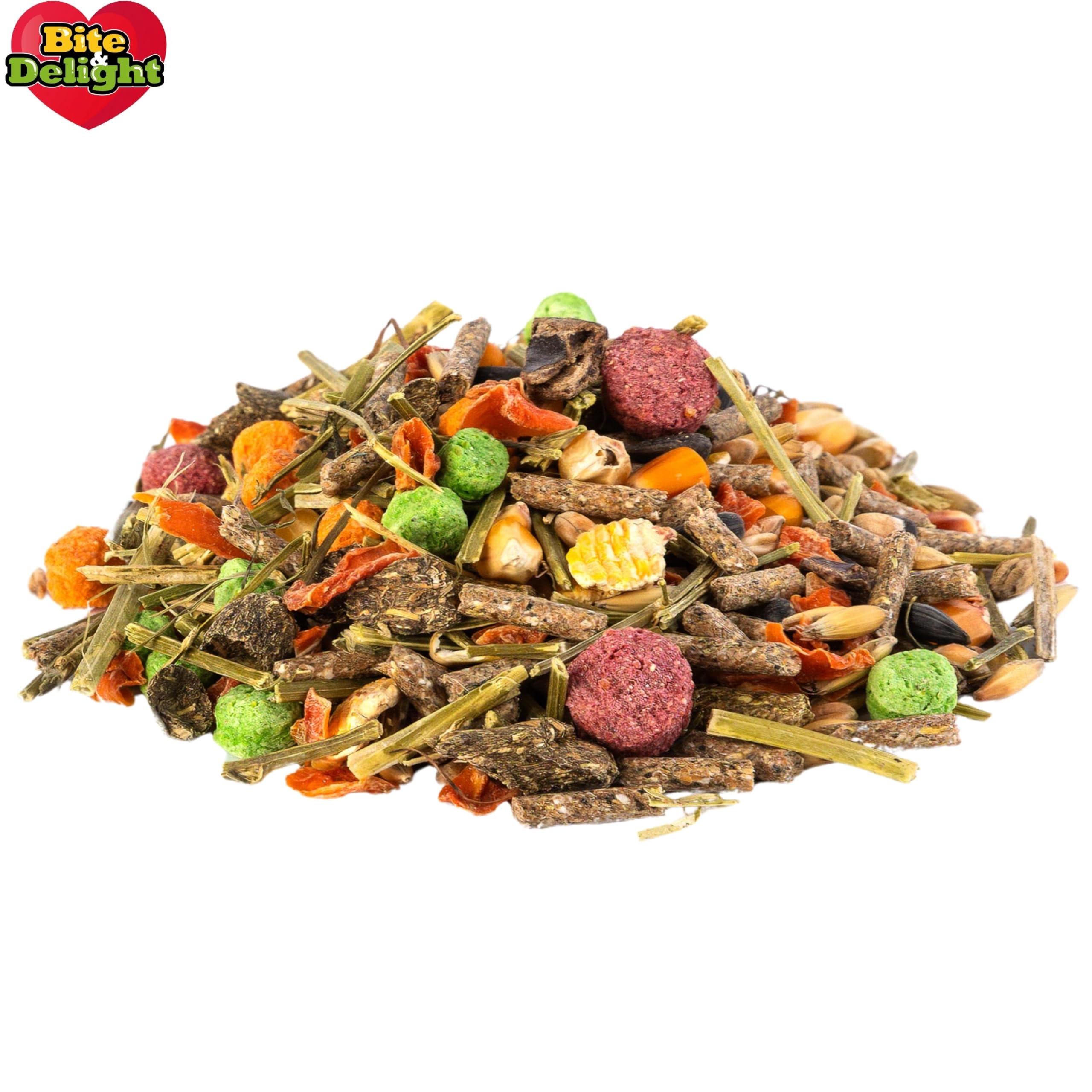 Bite & Delight Kaninchenfutter - Strukturmüsli - Hasenfutter für Zwergkaninchen - Förderung der Verdauung, ohne Zusatz von Zucker und Getreide - Strukturfutter mit Kräuter - 1000 ml 0,6kg