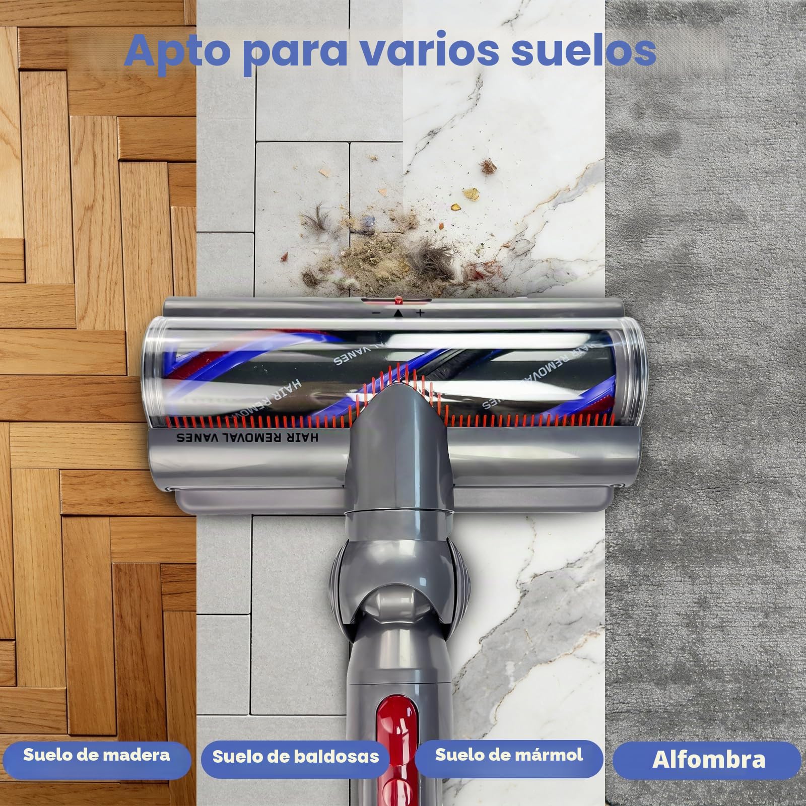 Cepillo High Torque para Dyson V11 V15 V10 V8 V7 Cepillo electrica Cabezal de Repuestos Motorizado Recambio Cepillo para Dyson Suelos Alfombras y Suelos Duros Ajuste del Flujo de Aire