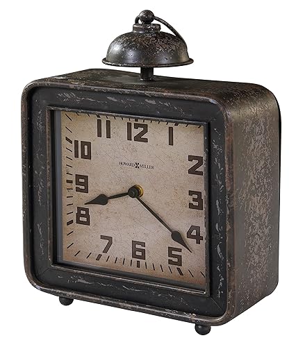Howard Miller Collins Mantel Clock - Rustic Metal Timepiece, Square