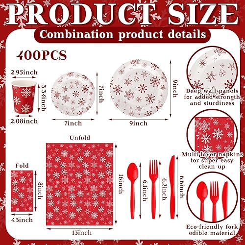 Miniatura 8 de Juego de 400 platos y servilletas de bolas rojas y verdes para 50 invitados, decoración de fiesta de despedida de soltera, juego de vajilla