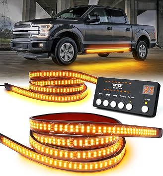 LUMENIX - 2pcs 70 inch Emergency Strobe Light Strips, Flexible LED Lights, Flashing Bar, Hazard Warning, Construction Vehicle Safety Side Light,