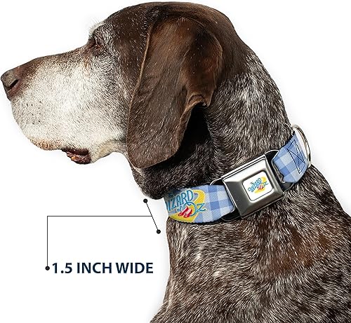 Miniatura 7 de Movies - Collar para mascotas, collar de perro, hebilla de metal para cinturón de seguridad, el mago de Oz Logo Gingham Checker Blues, 15 a 24