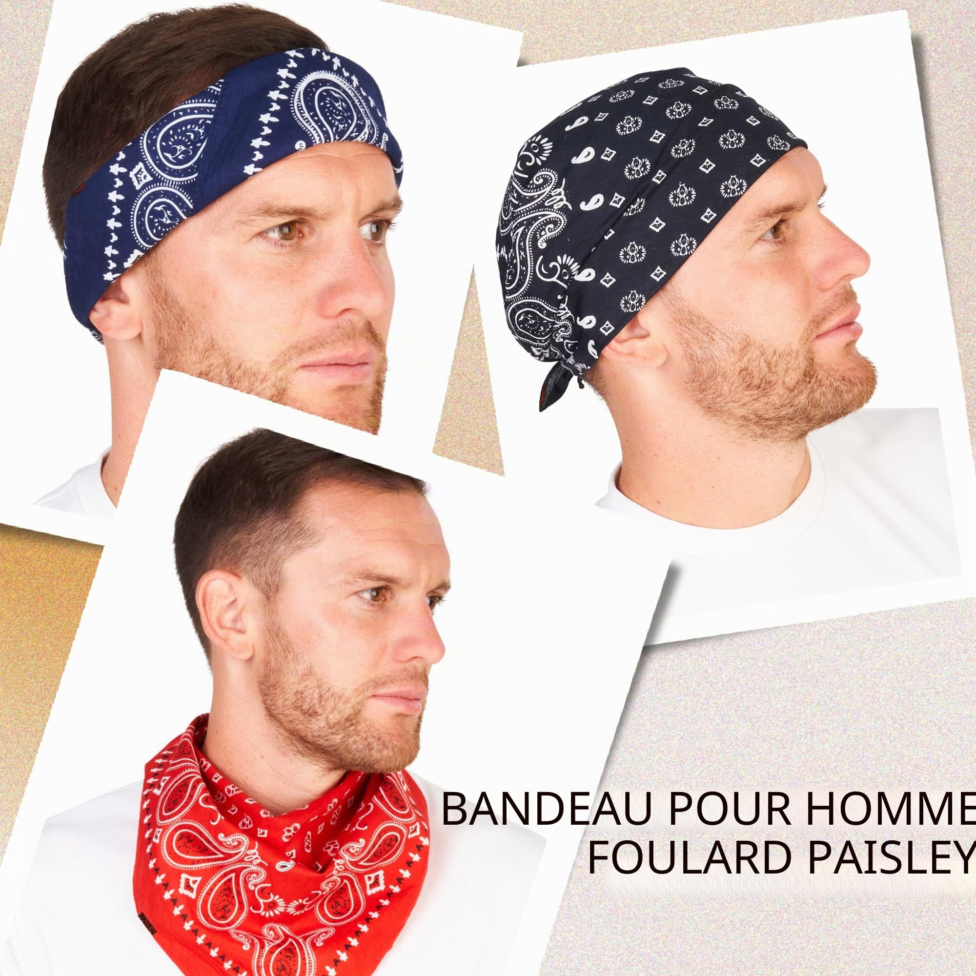 Bandana Homme et Femme - Premium Coton - Bandana Stylé - Idéal pour l'Été, l'Hiver et les Sports