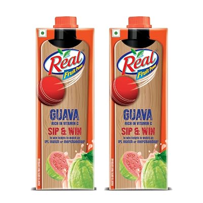 DABUR Real Guava Fruit Juice -1L (Pack Of 2) | Rich In Vitamin C | No Added Preservatives, No Artificial Colors & Flavou