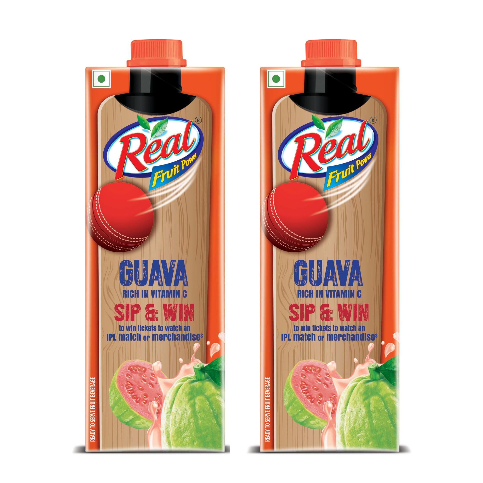 DABUR Real Guava Fruit Juice -1L (Pack Of 2) | Rich In Vitamin C | No Added Preservatives, No Artificial Colors & Flavours |Daily Dose Of Fruit Nutrition | Tasty, Refreshing & Energising Drink
