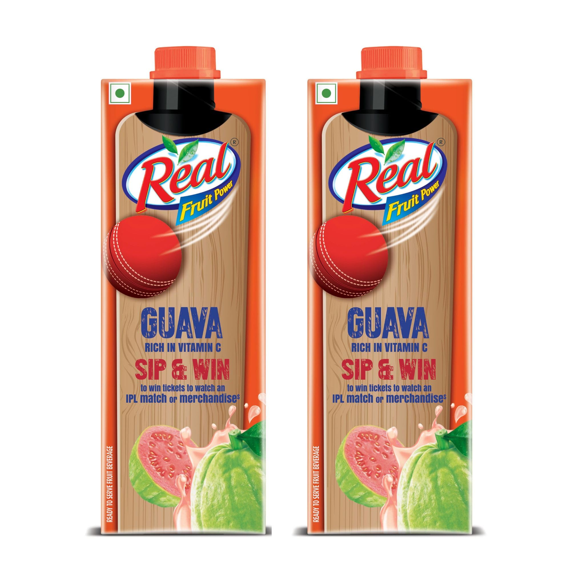 Real Guava Fruit Juice -1L (Pack of 2) | Rich in  C | No Added Preservatives, No Artificial Colors & Flavours | Goodness of Best fruits | Daily Dose of Fruit tion | Tasty, Refreshing & Energising Drink