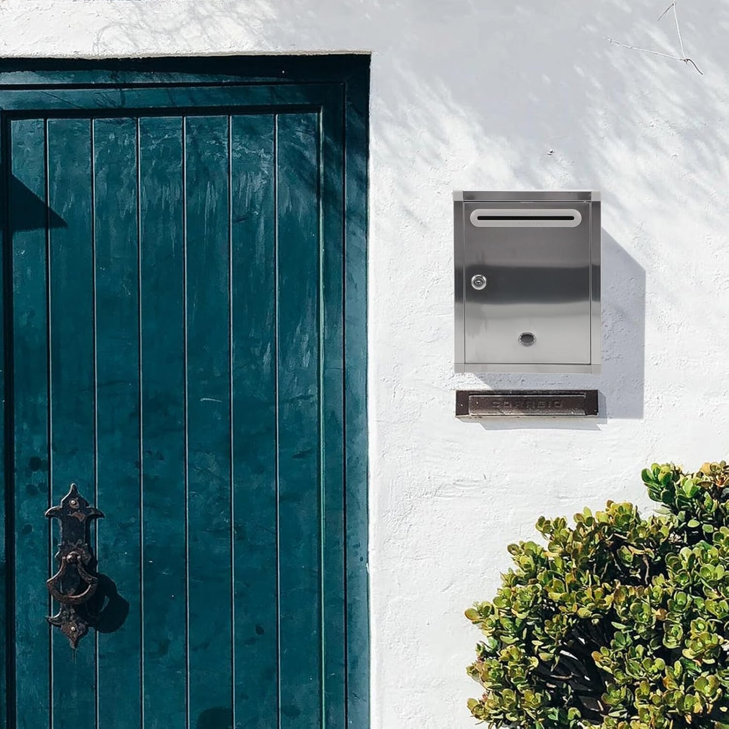 Stainless Steel Mailbox with Lock and See-Through Wall-Mount Outdoor Mailbox for Home with Ample Storage Suitable for Letters and Newspapers Random Color