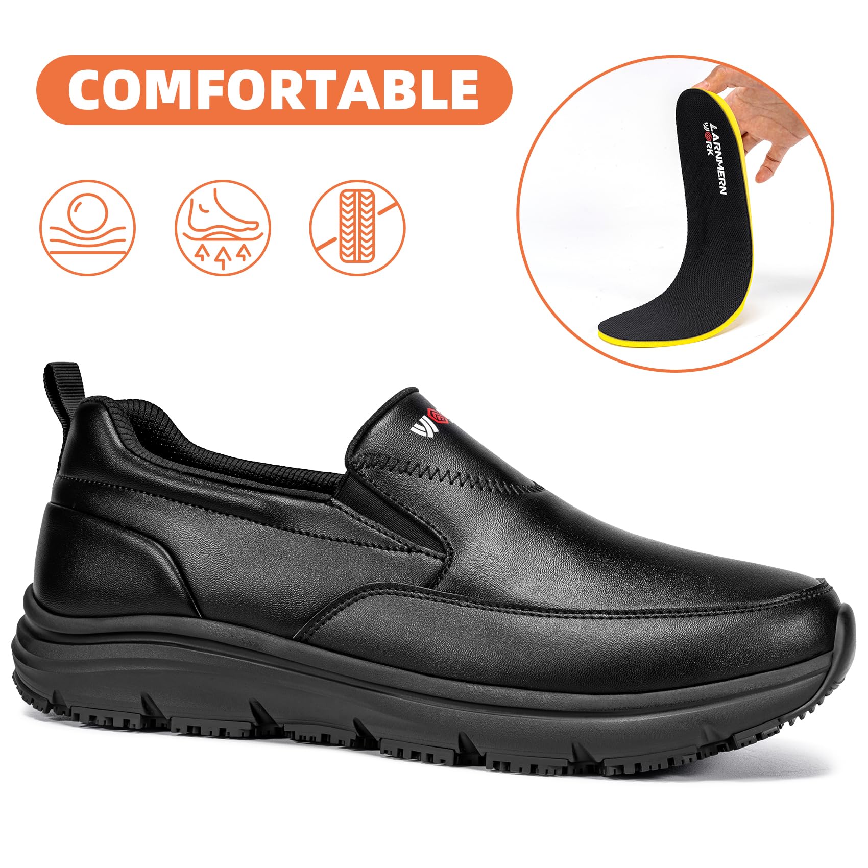 LARNMERN Zapatos de trabajo antideslizantes para hombre, resistentes al