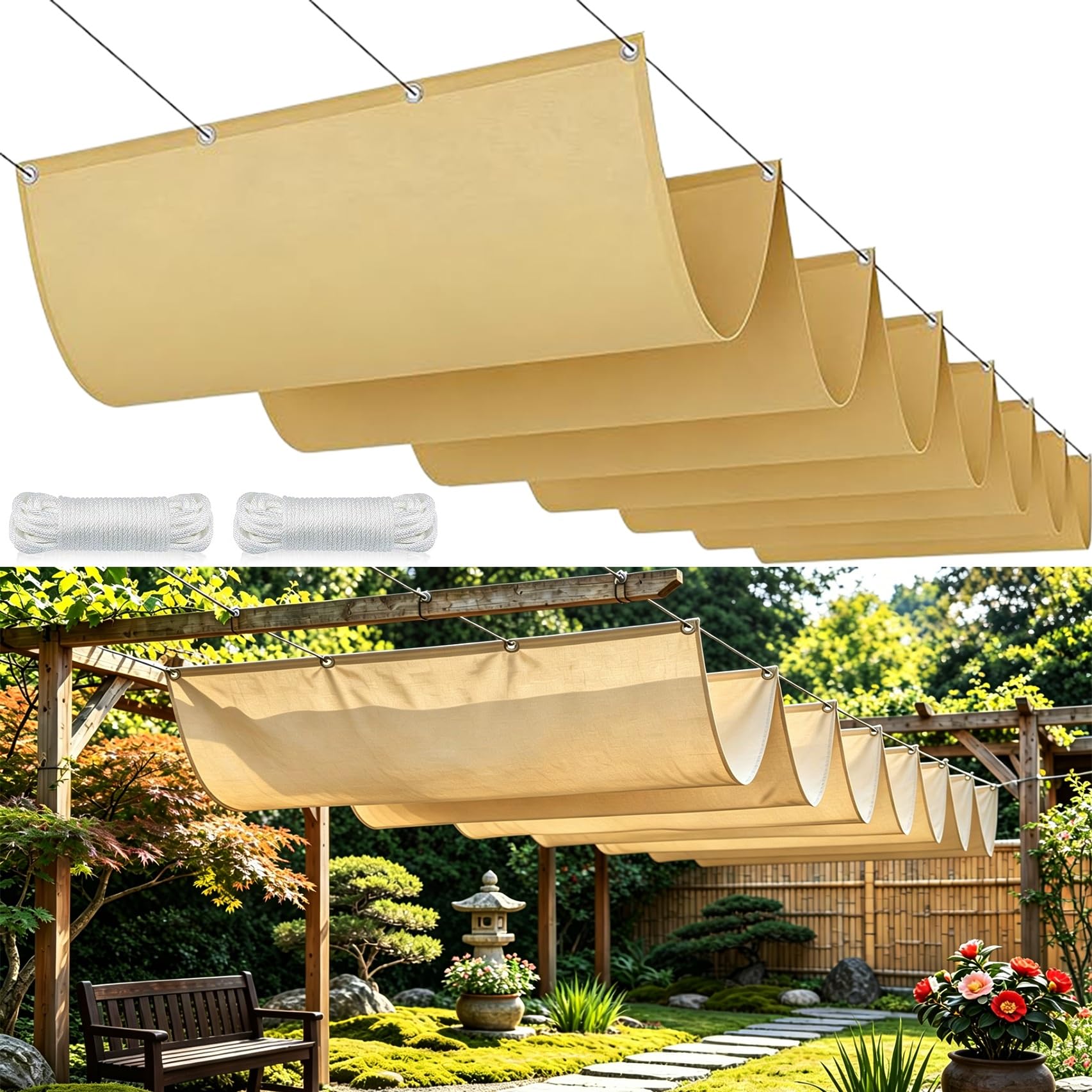 Voile d'ombrage rétractable anti-UV 98% pour toit