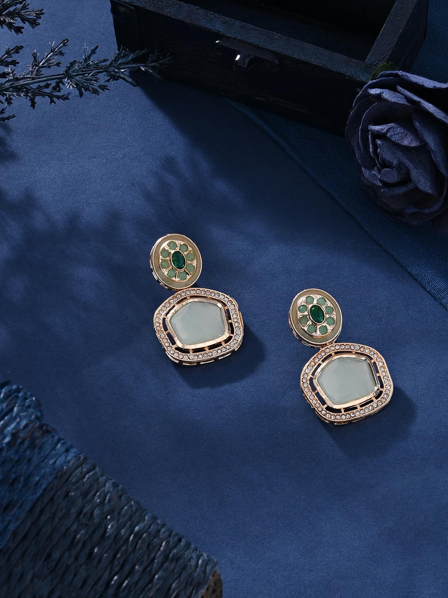 Stones & Austrian Diamond Drop Earring