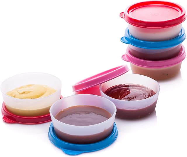 Small Food Containers With Lids  6 Pack Of Mini Food Storage Pots Leak Proof Snack Pots Condiment Cups  Stackable Reusable BPA Free Plastic Dishwasher Safe  Portable Lunchbox Baby Food Portion Pots
