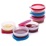 SIGNORA WARE Condiment Containers with Lids- 6 pk. 2.3 oz.Salad Dressing to go Small Food Storage Containers- Sauce Cups Leak proof Reusable Plastic BPA free for Lunch Box Picnic Travel