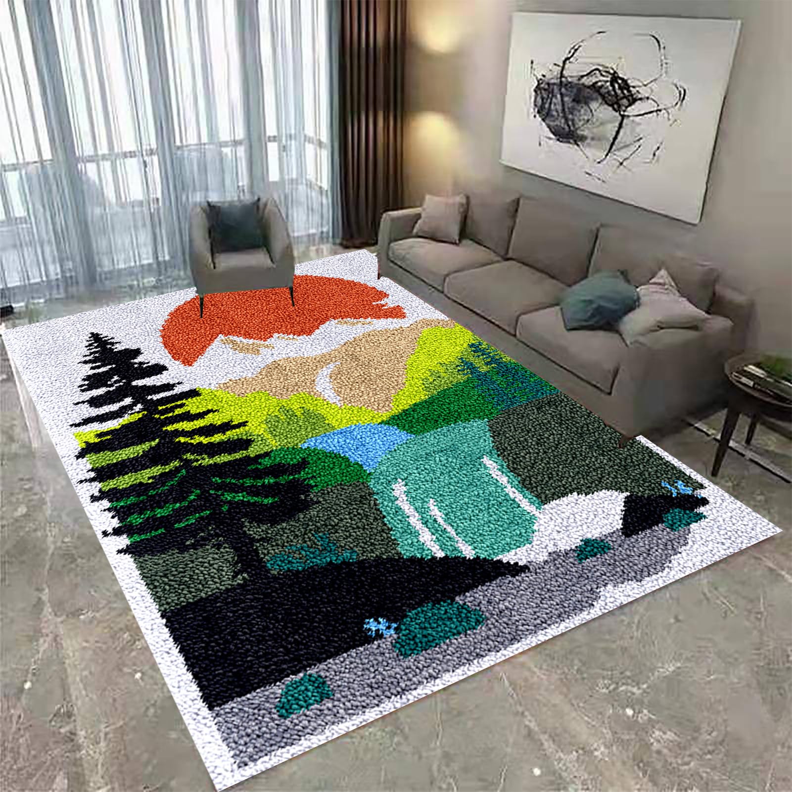 Laegnfho 55 x 75 cm Latch hook kits for adults tapestry kits punch needle kits for adults beginners cross stitch kits for adults needlework latch hook kits for adults