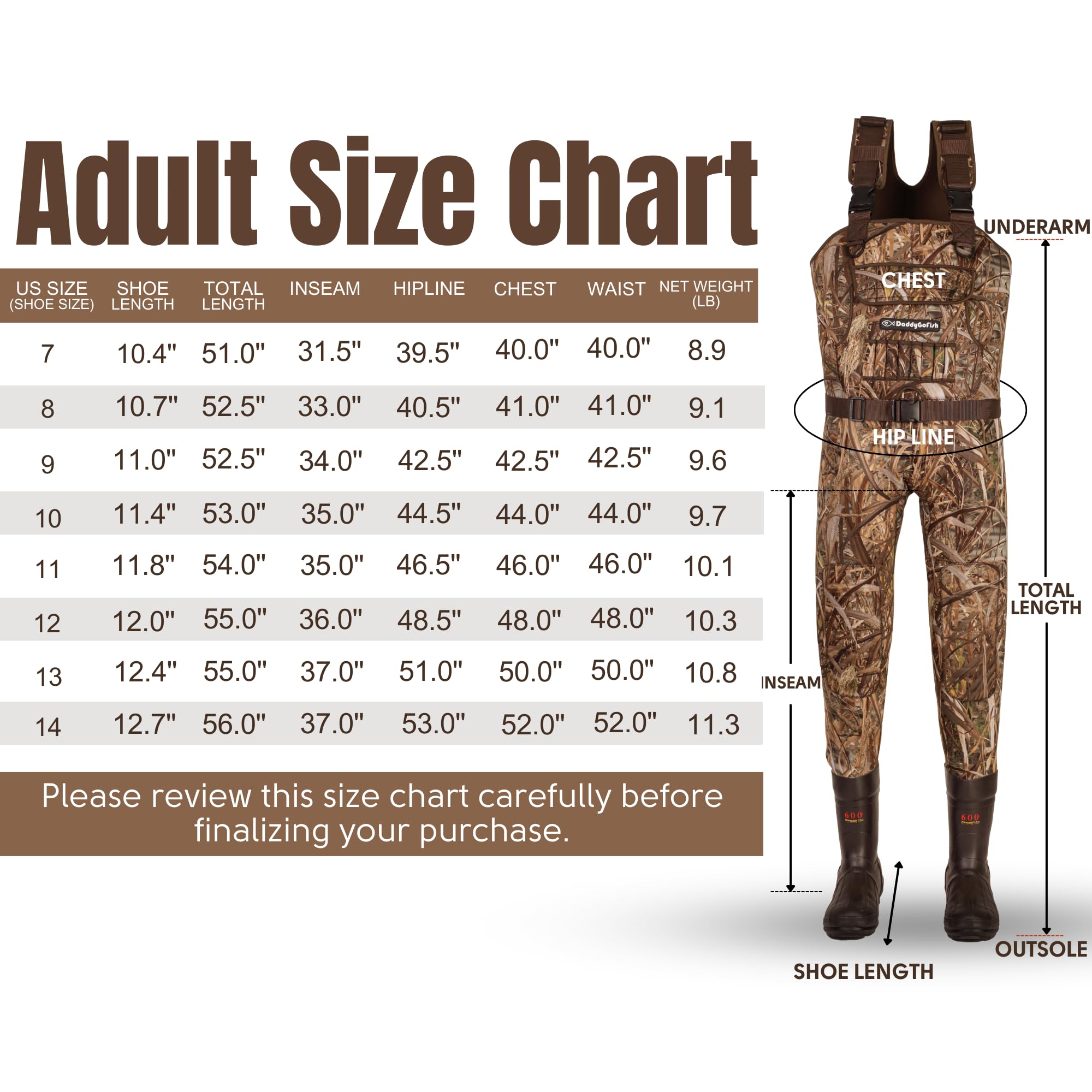 DaddyGoFish Waders De Poitrine En Néoprène Pour Enfants Et Adultes, Bootfoot, Pêche Et Chasse