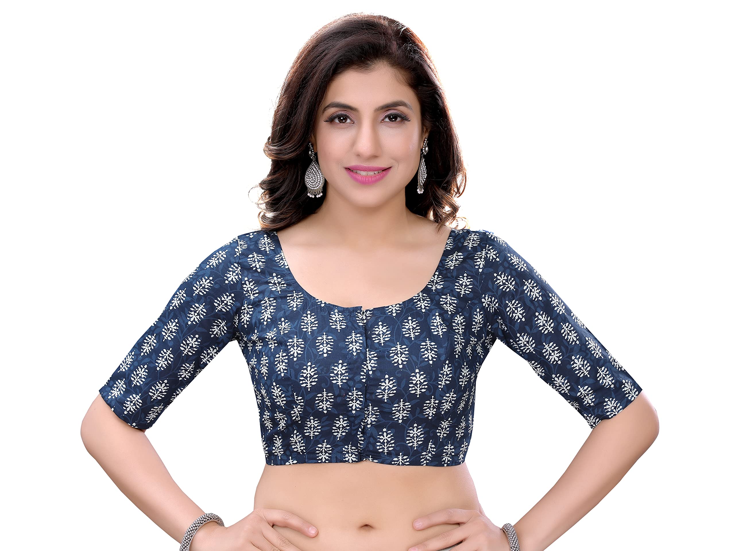 Womens Cotton Printed Readymade Saree Blouse-image-36