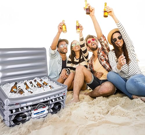 Miniatura 6 de ArtCreativity Decoración de caja inflable estilo de los años 8090, 24 pulgadas de ancho, enfriador inflable grande para decoración de fiestas de hip