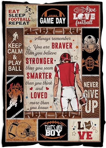 MUCHNEE Manta deportiva de fútbol para niños, hombres, manta de hijo de mamá y papá, manta para sofá cama, regalo de graduación universitaria para