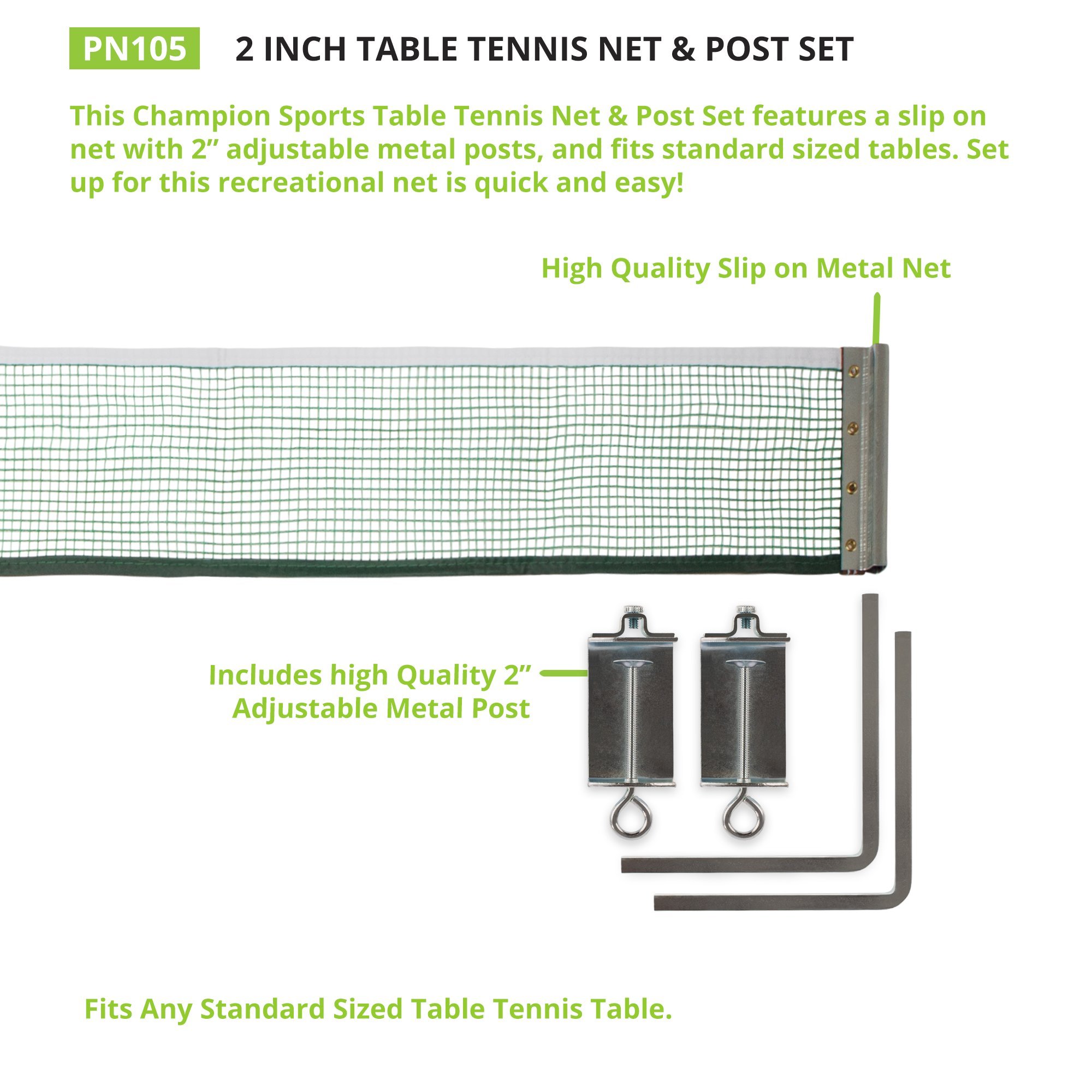 Juego de red y poste de tenis de mesa, 2 3
