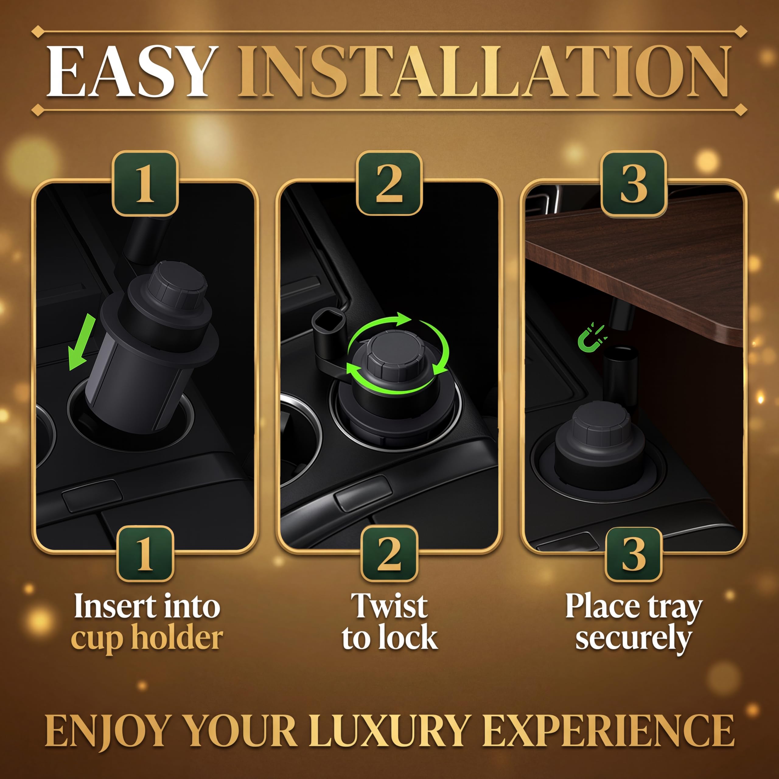 360 Rotating Wood Car Tray Adjustable Car Desk Car Table Tray Cup Holder Table Fits Any Vehicle Portable — view 5