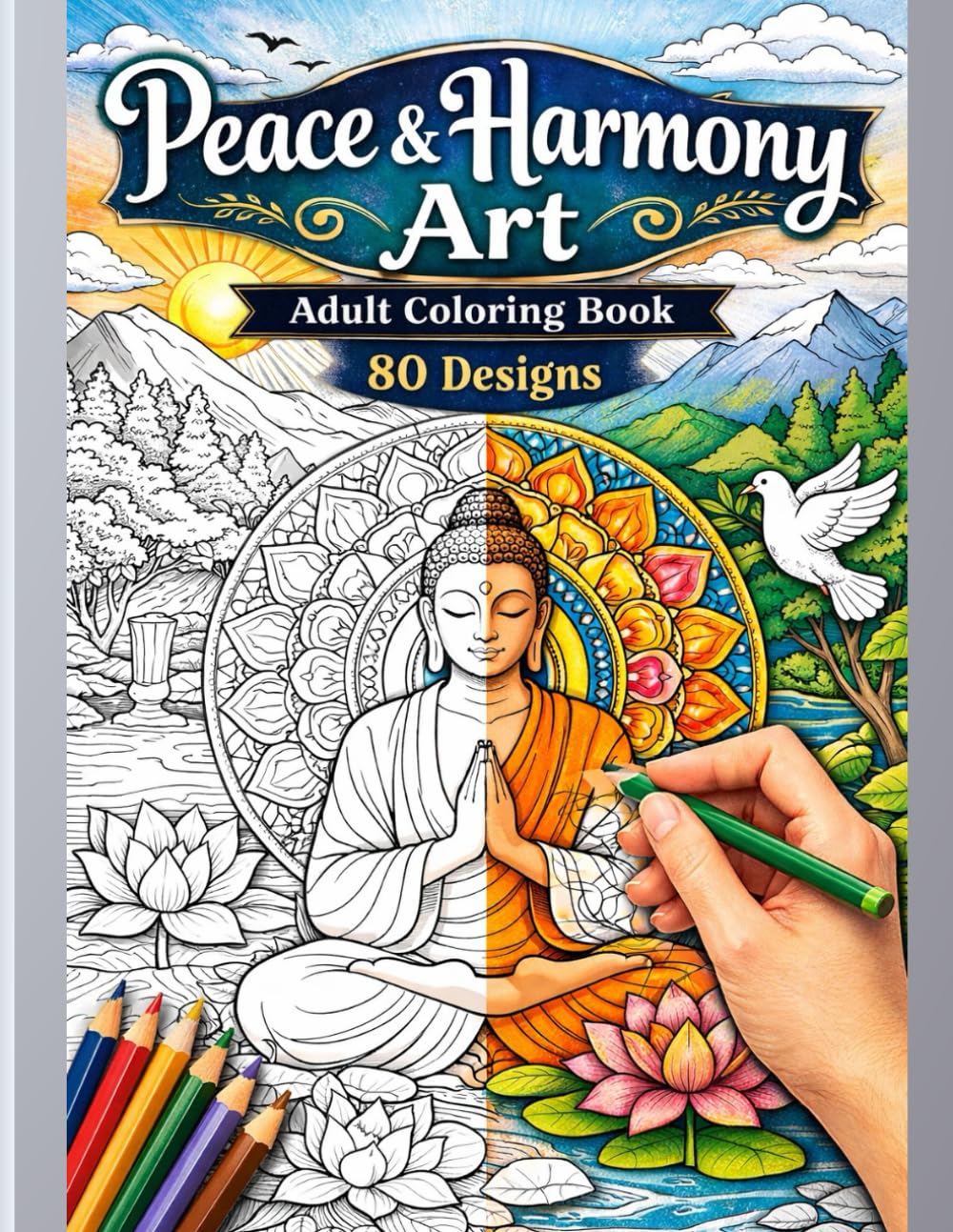 Peace & Harmony Art An Adult Coloring Book for Relaxation, Mindfulness & Stress Relief: 80 Calming Nature, Mandala & Meditation Designs to Relax the Mind and Soothe the Soul