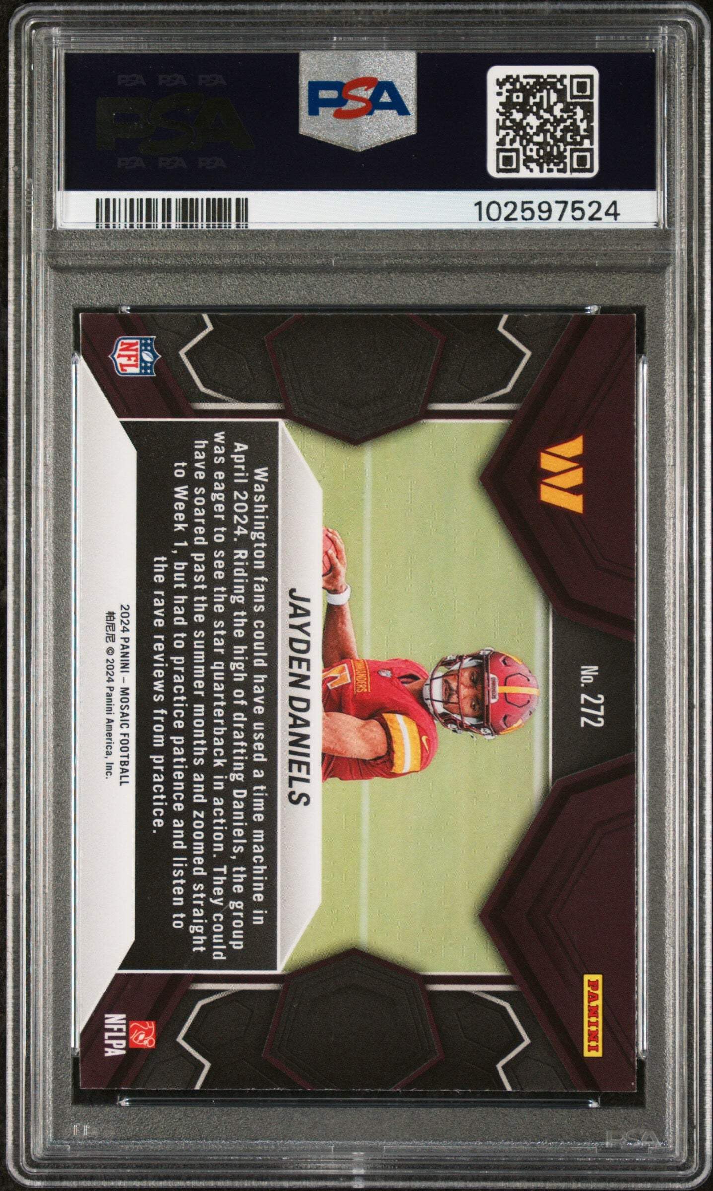 Amazon.com: Graded 2024 Panini Mosaic Jayden Daniels #272 Rookie