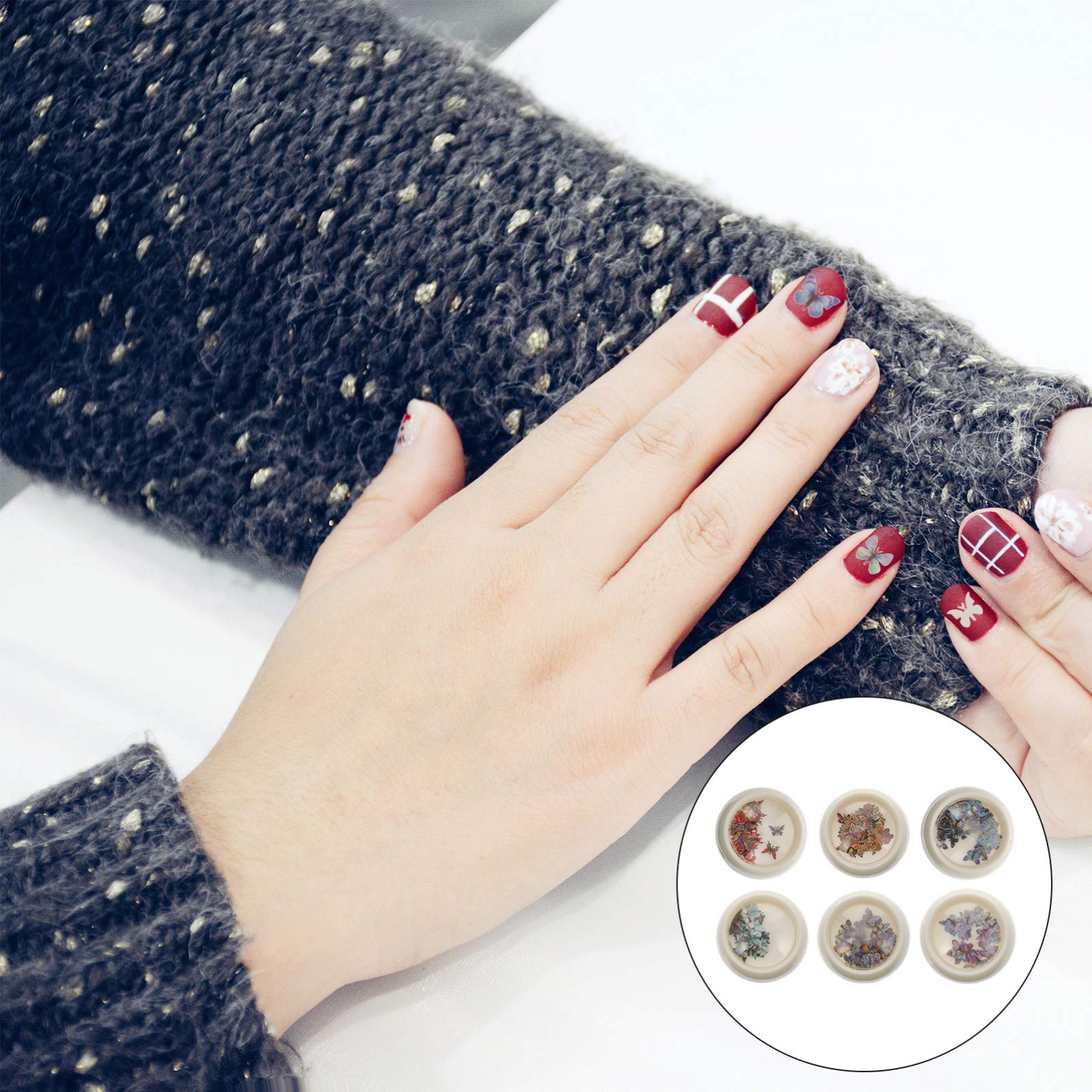 LALAFINA 18 Scatole Paillettes Per Nail Art a Farfalla Scintillanti Paillettes Per Unghie Paillettes Metalliche Adesivo Per Unghie a Farfalla Adesivi Per Unghie Chiodo Accessori 3d Plastica