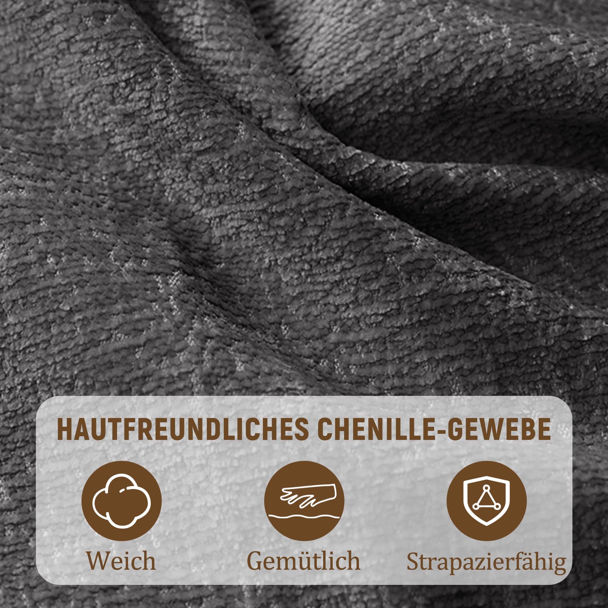 Korser Fernsehsessel Elektrisch Verstellbar für Erwachsene, Oversized Relaxsessel mit Liegefunktion und Dicken Kissen, TV Sessel aus Chenille-Stoff für Wohnzimmer und Schlafzimmer (Grau)