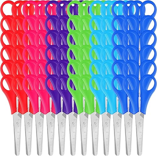 Leriton 36 tijeras a granel para niños, tijeras pequeñas de seguridad para estudiantes, tijeras de 6 colores surtidos para manualidades para