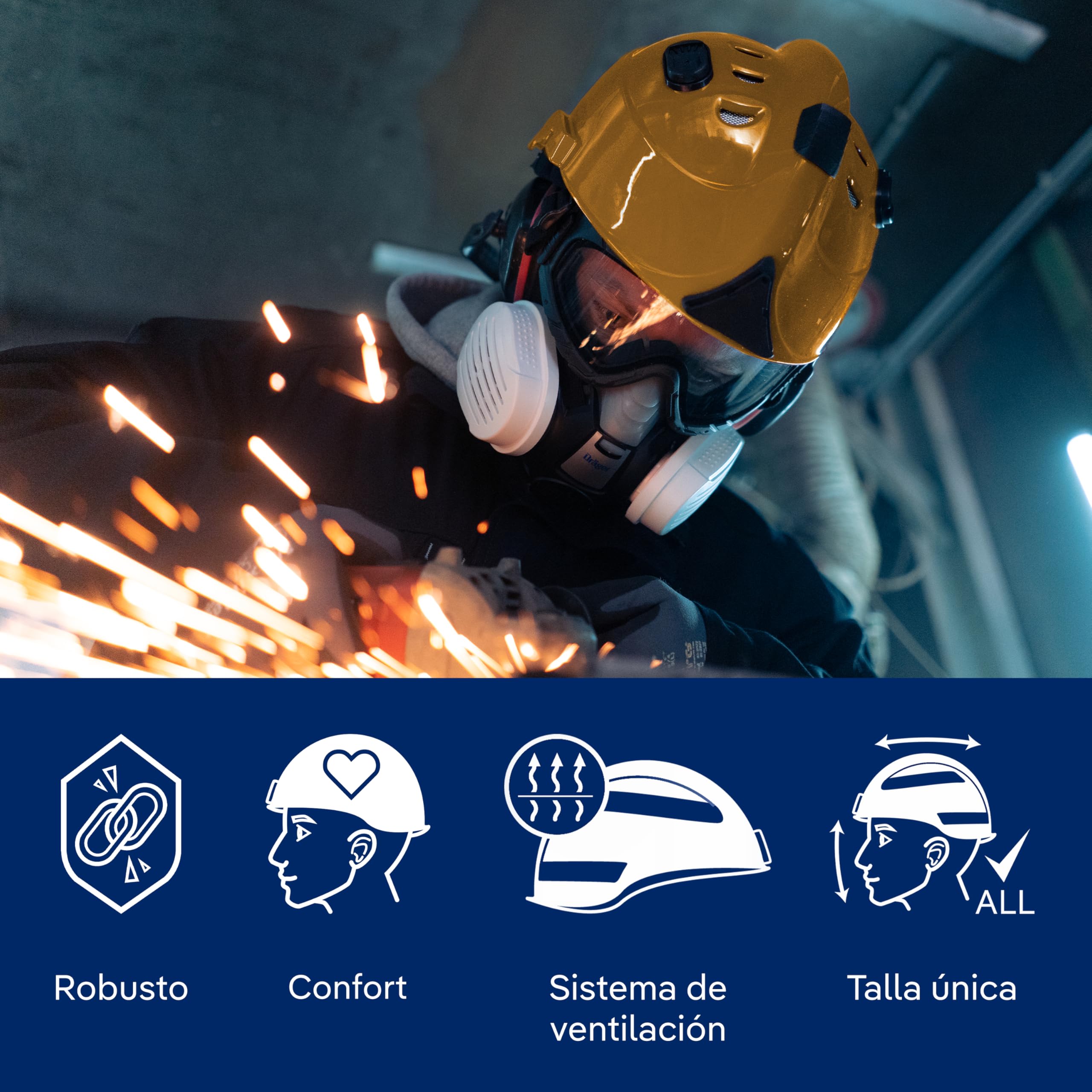 Casco de Seguridad Ajustable Dräger HPS 3500 Premium para Obras, minería, Bomberos y Operaciones de Emergencia.
