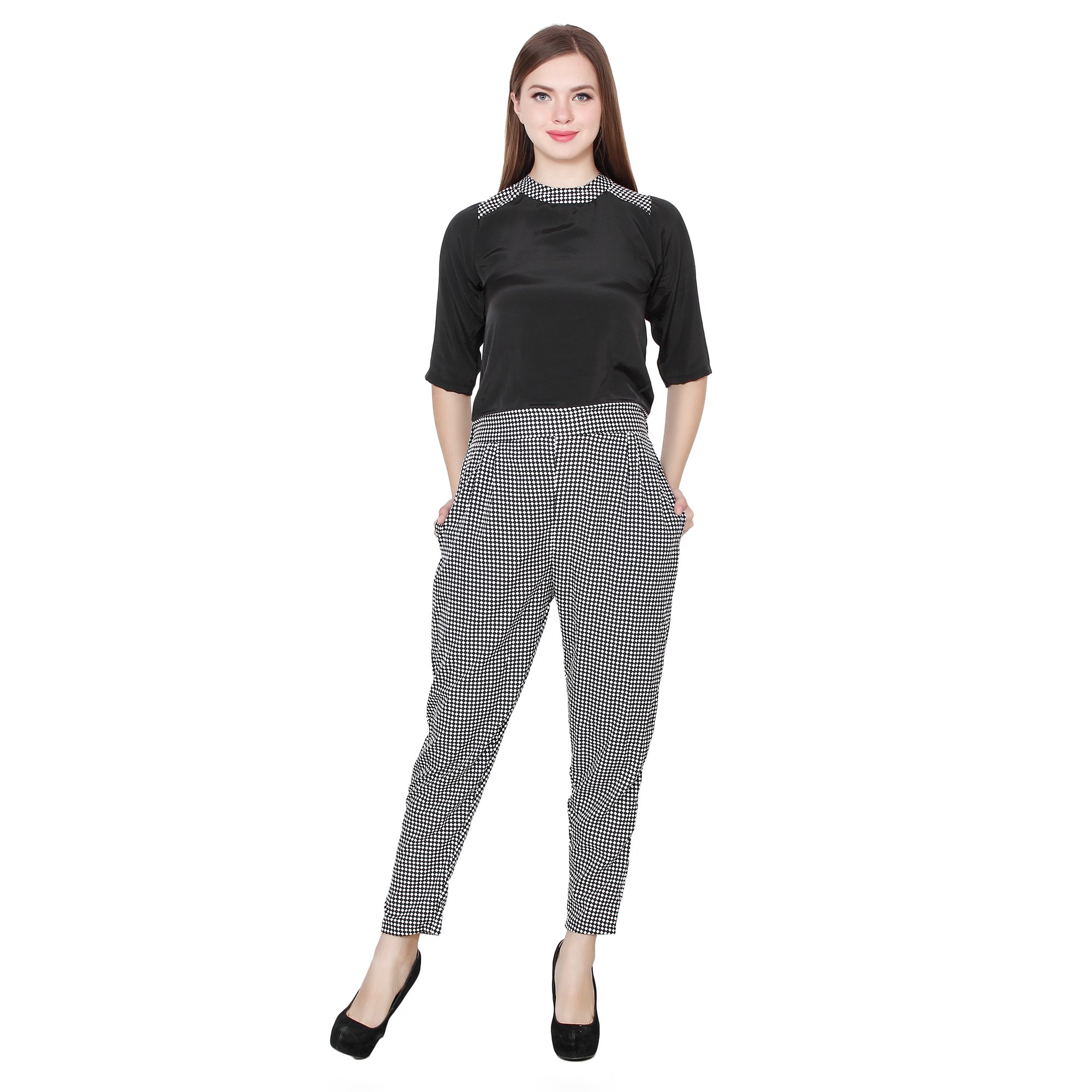 ShyammcComfortable for Wearing Printed Black Color Crepe Jumpsuit Dress for Women's