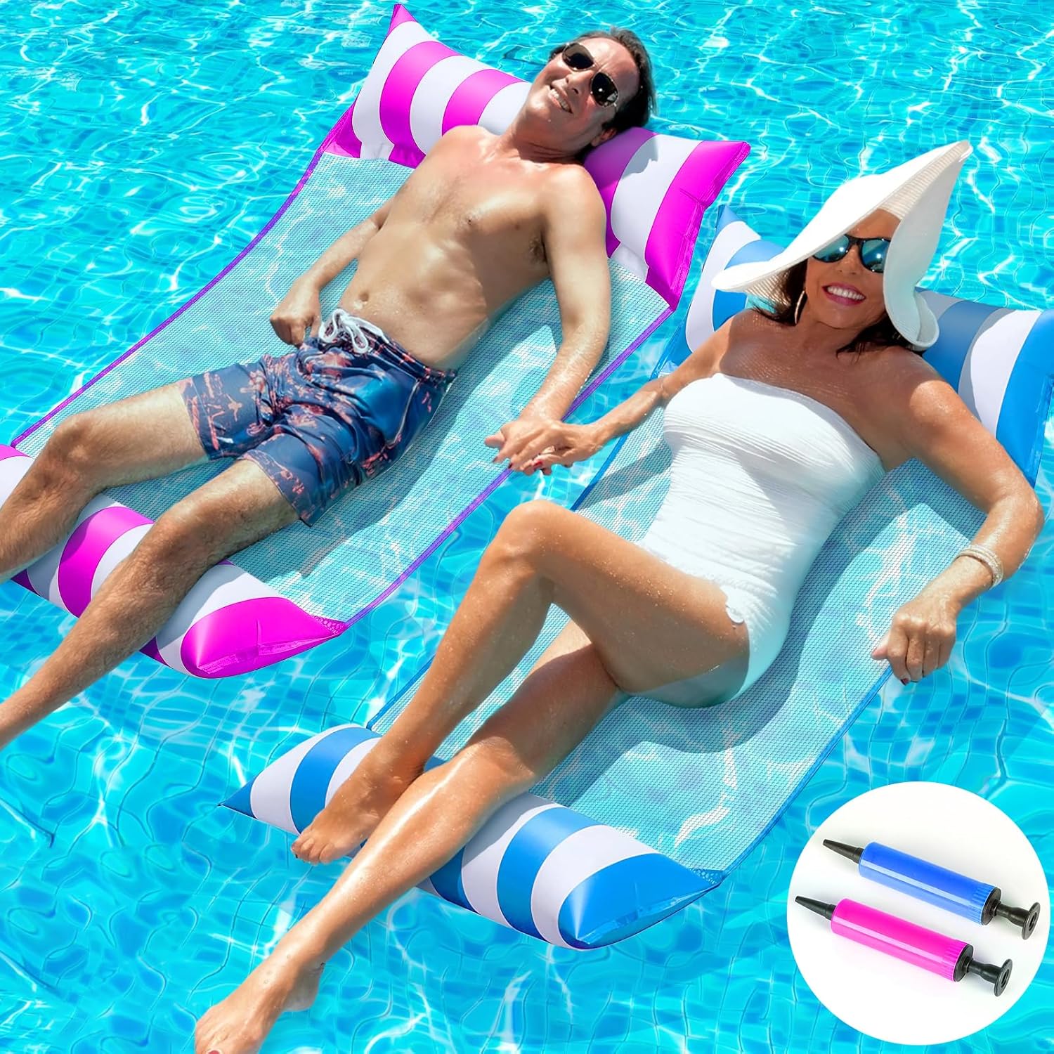 2 Pack Pool Inflatable Pool Floats Water Hammock, 4in1 MultiPurpose