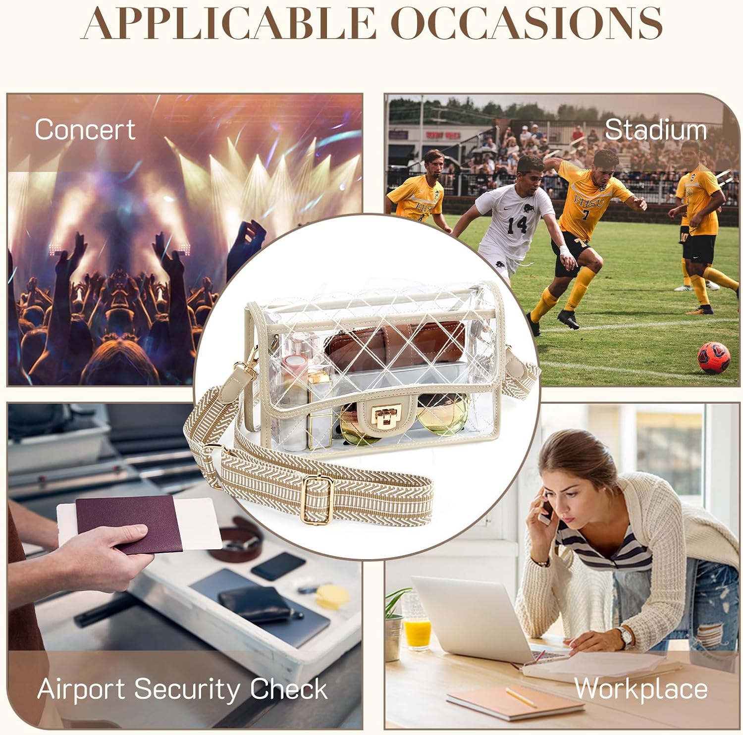 Missnine Clear Bag for Stadium Events Clear Crossbody Purse Stadium Approved Women Transparent Shoulder Bag for Concerts - Image 6