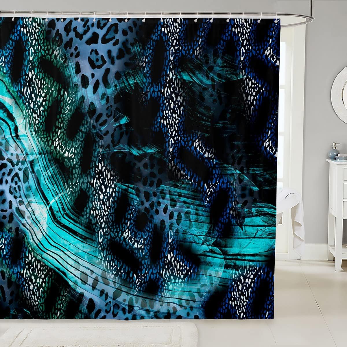 Feelyou Cheetah Fabric Bathroom Shower Curtain Set Leopard Printed Shower Curtain for Bathroom Africa Leopard Pattern Decorative Bath Curtain for Boys Decor Black Leopard Bathroom Accessorie