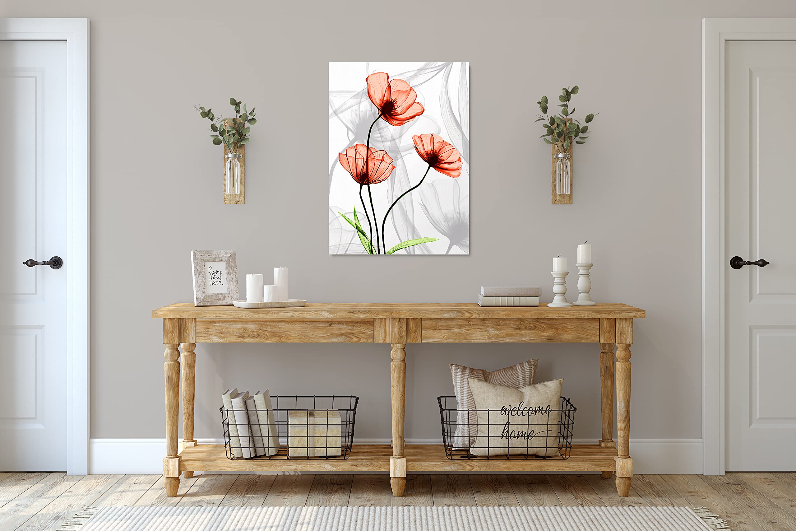 Amazon.co.jp: INTALENCE ART レッドX線フラワー ウォールアート装飾