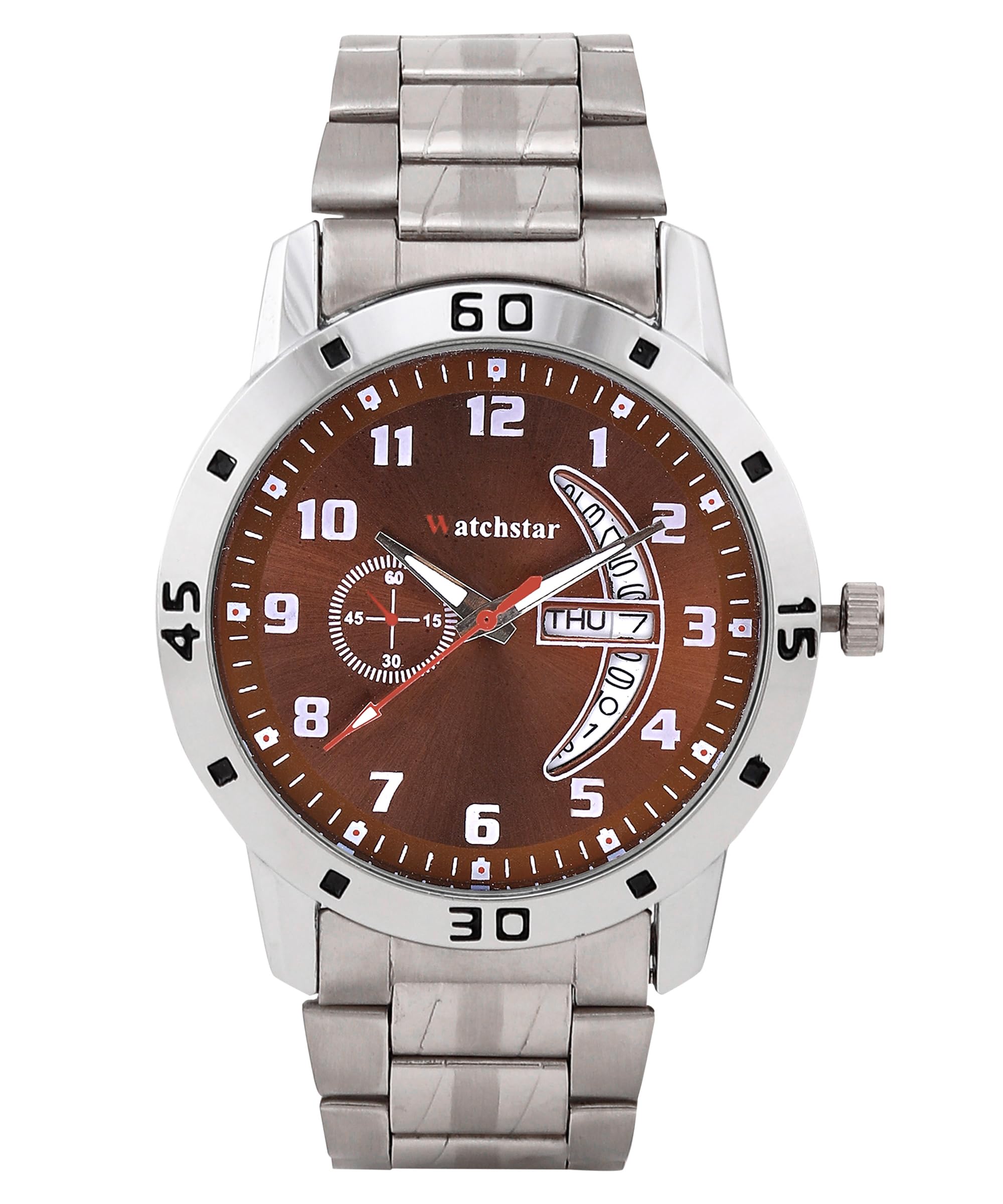 Watchstar Day and Date Stainless Steel Strap Analog Watch for Mens (Brown) (B0CLZKHP7V) Amazon Price History, Amazon Price Tracker