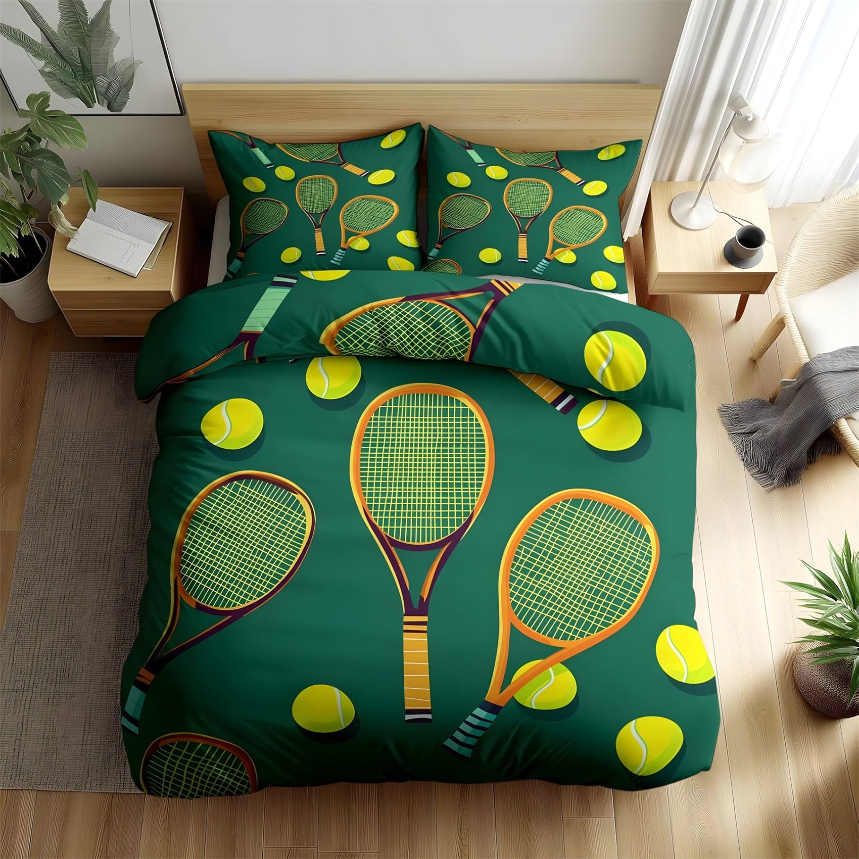 Housse de couette 140x200 tennis pour chambre d'ado dynamique avec taies d'oreiller 65x65