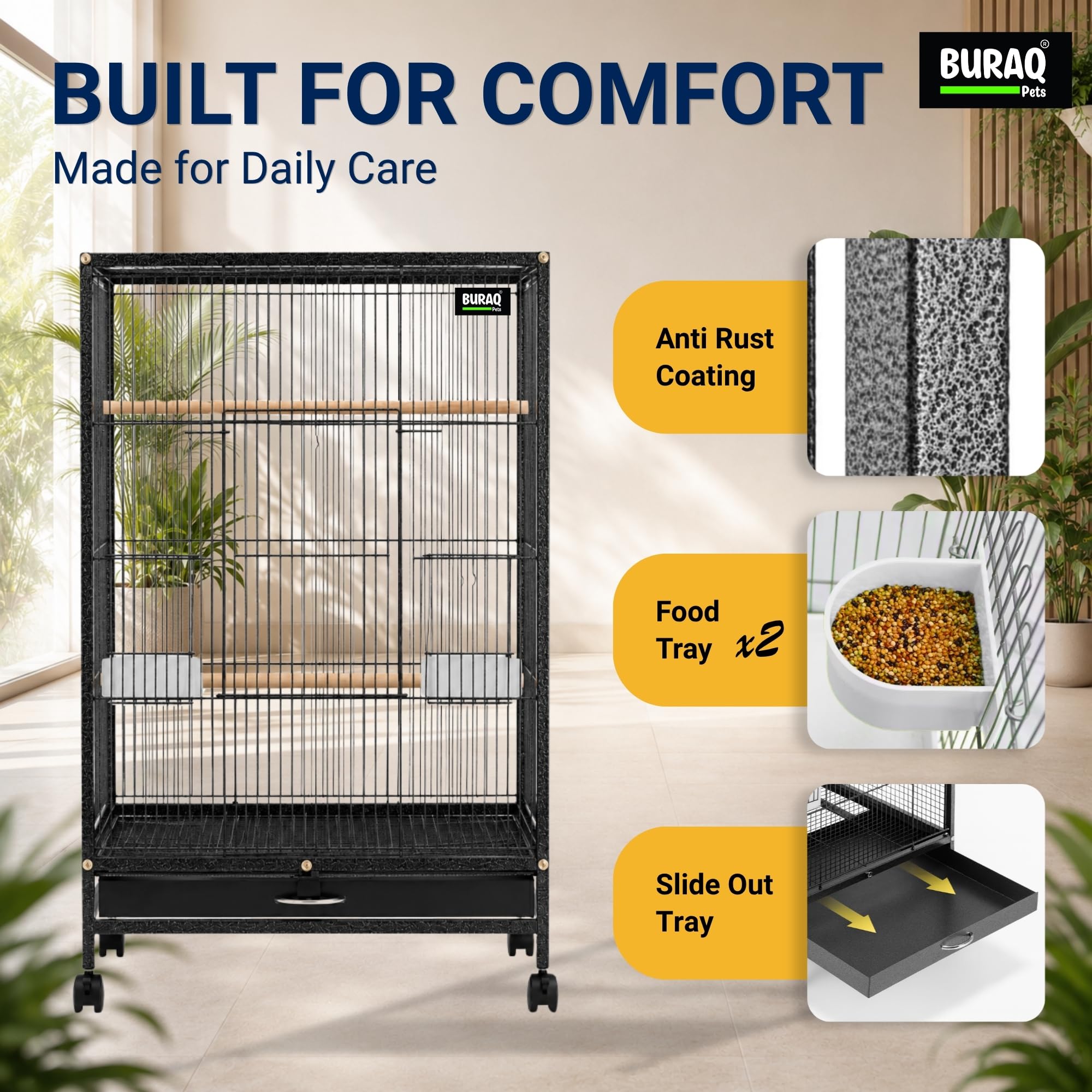 Buraq Pets 30 Inch Large Bird Cage Heavy Duty Small & Medium Birds L 1