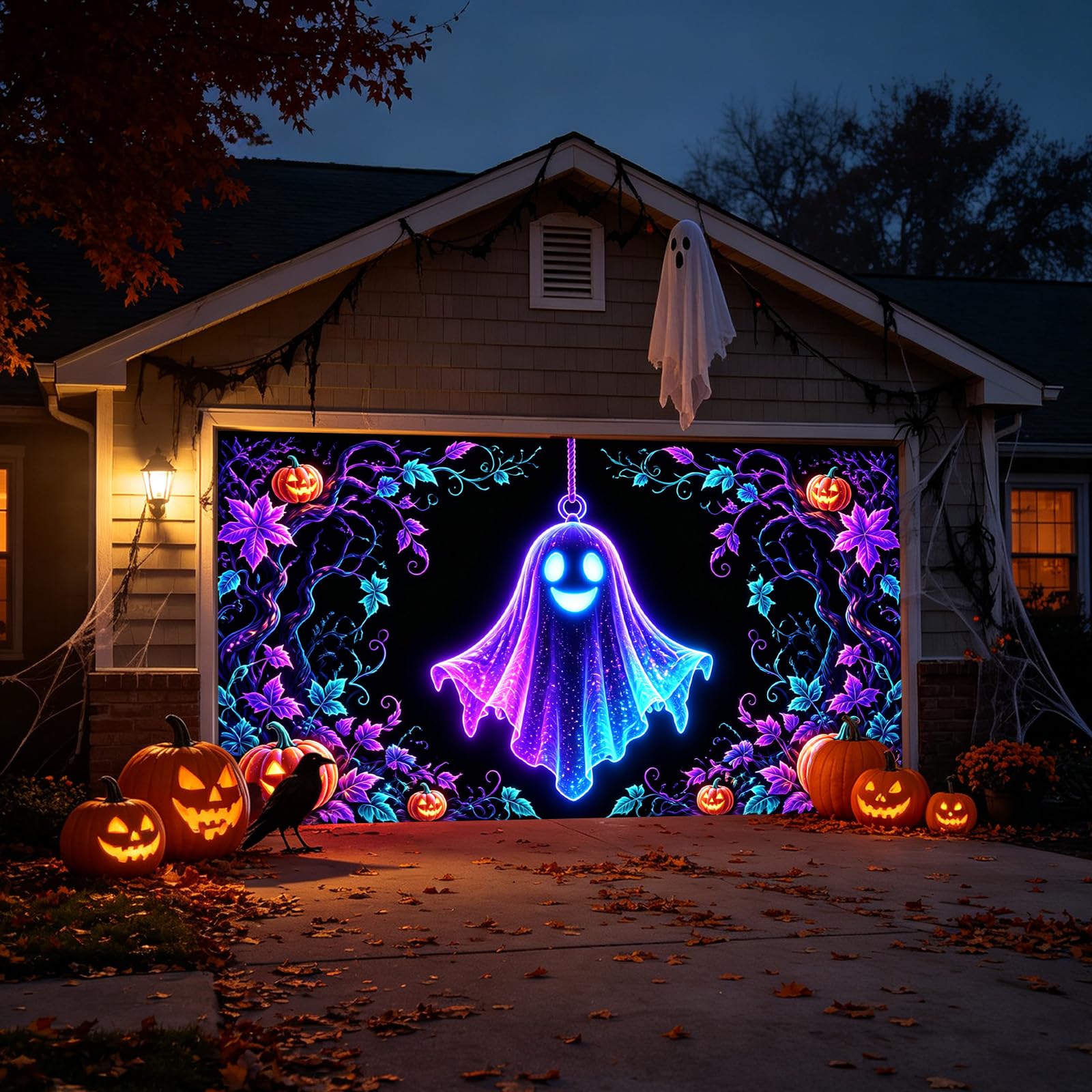 Halloween Garage Door Cover Halloween Decorations Outdoor Hanging Banner Garage Buddy Backdrop for Home Wall Decor Holiday Spooky Party Photo Backgrounds Window Decoration