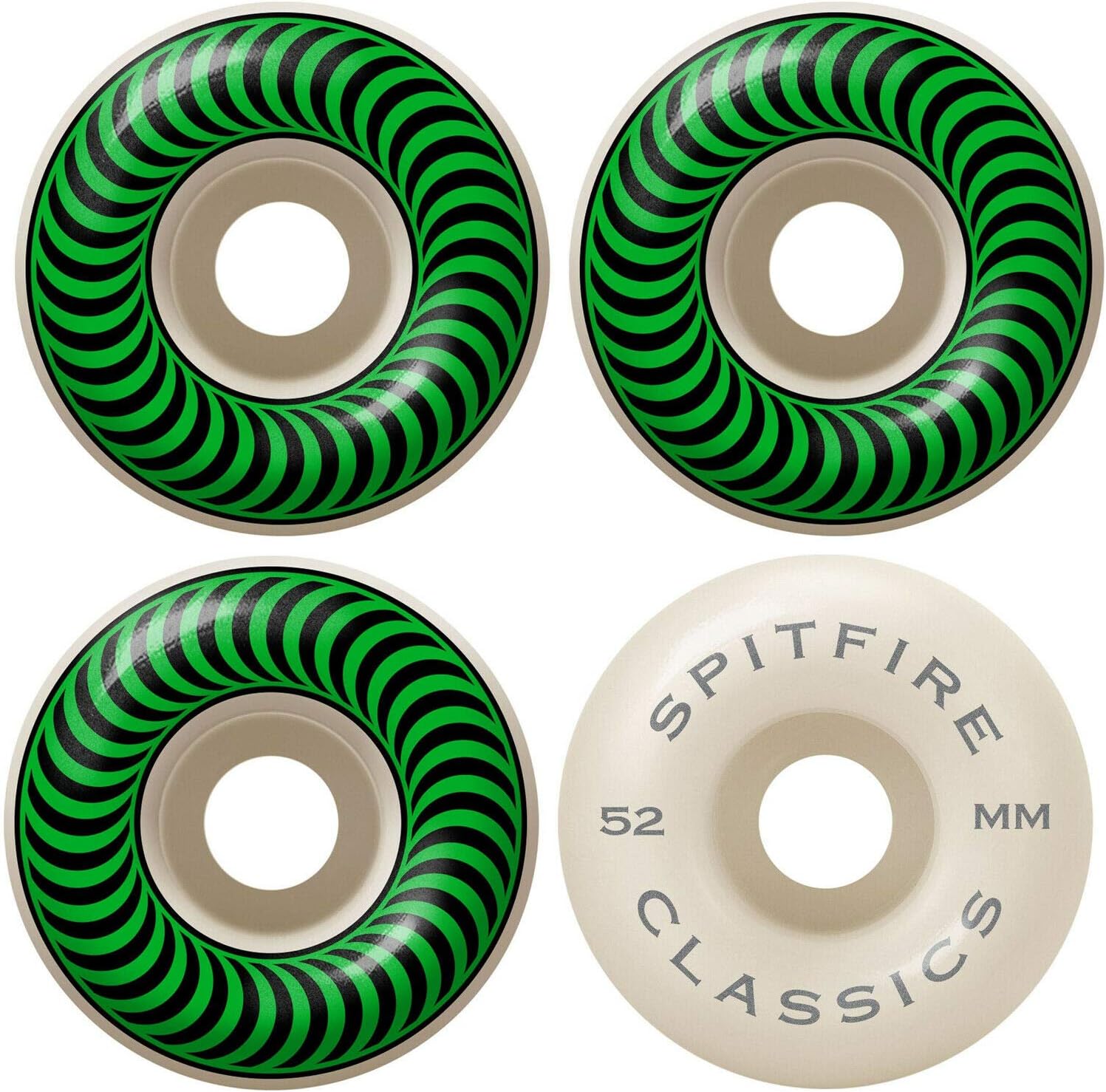 Spitfire Classic Series High Performance Skateboard Wheel (Set of 4) (White, 52 MM)