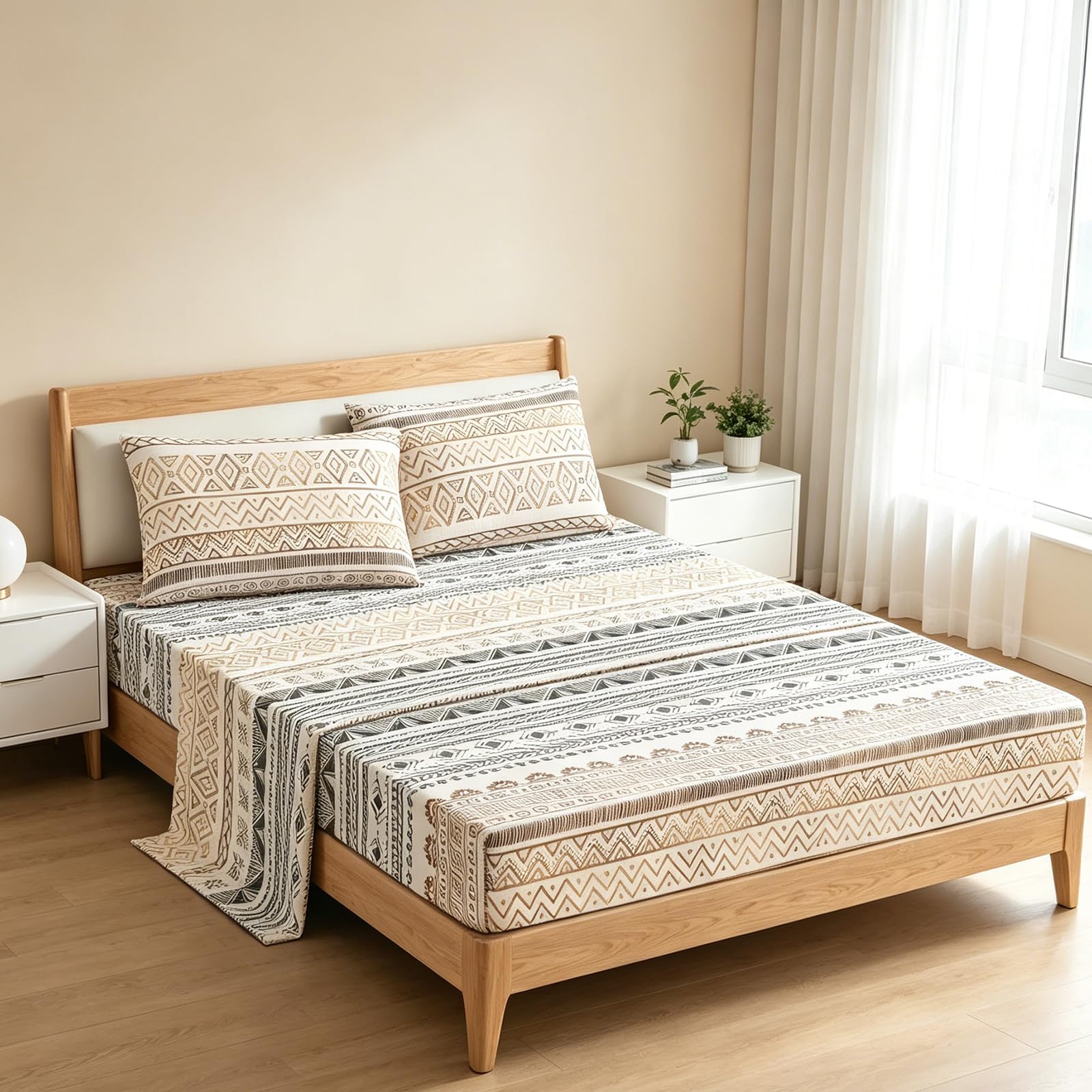 Juego de Sabanas 4 Piezas, para Cama 180x190cm, 100% Poliéster, Amarillo | Bajera de 180x190cm, Encimera de 250x260cm y dos fundas de almohada de 50x75 cm