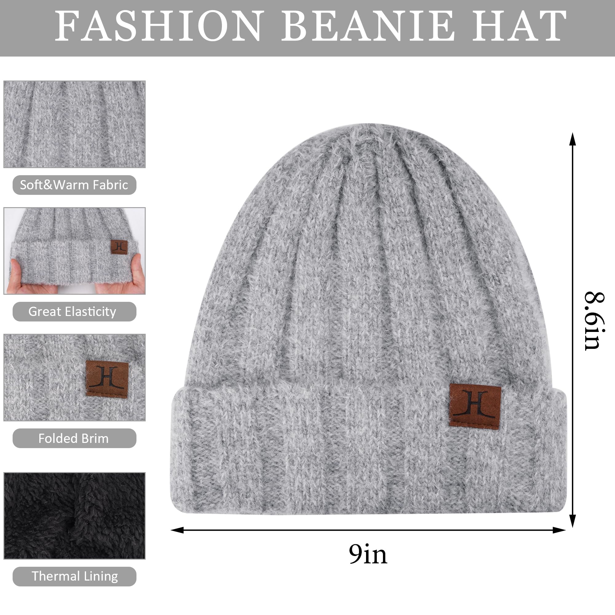 Bequemer Laden Donna Inverno Caldo Knit Beanie Cappello Touchscreen Guanti Lungo Sciarpa Set con Fleece Foderato Teschio Caps Collo Sciarpe