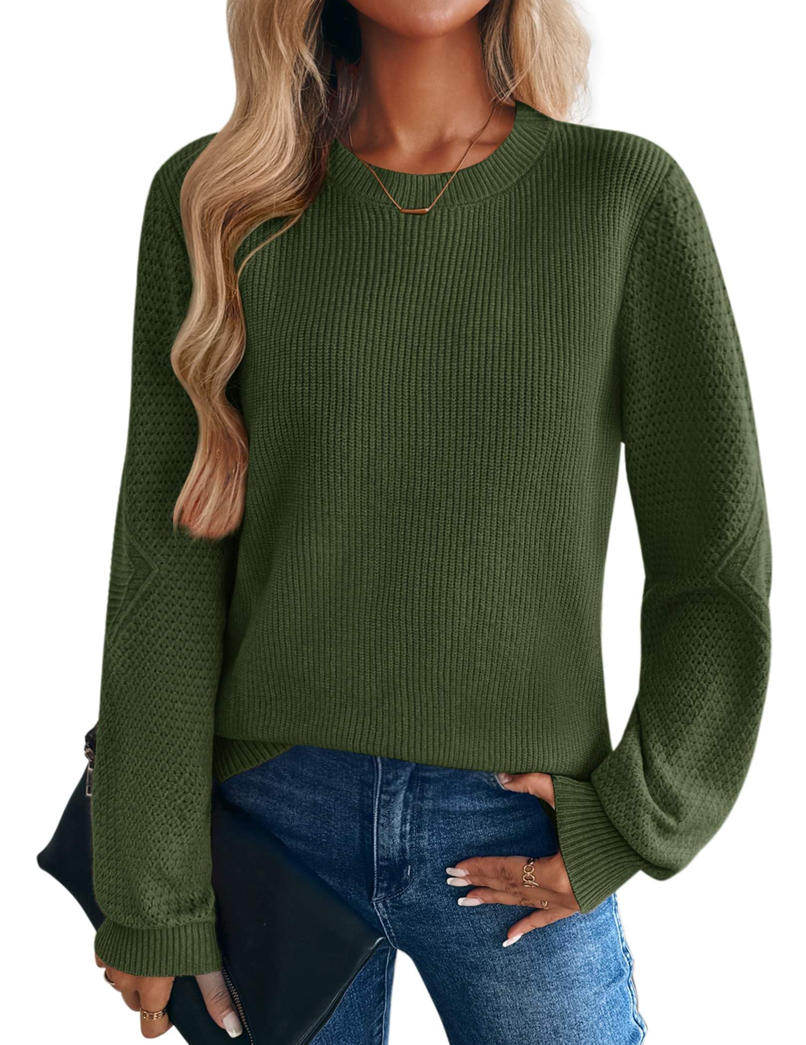 Zeagoo Womens Sweaters 2026 Fashion Fall Tops Crew Neck Long Sleeve Knit Pullover Sweater S-XXL