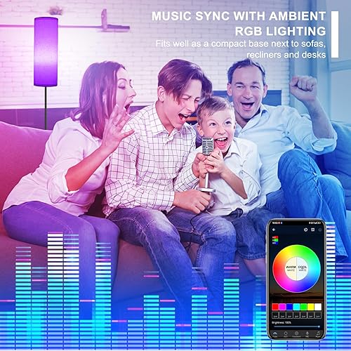 Miniatura 5 de FRIDEKO HOME Lámparas de pie para sala de estar, temperatura regulable de 3 colores, moderna lámpara de pie de esquina con control remoto, lámparas